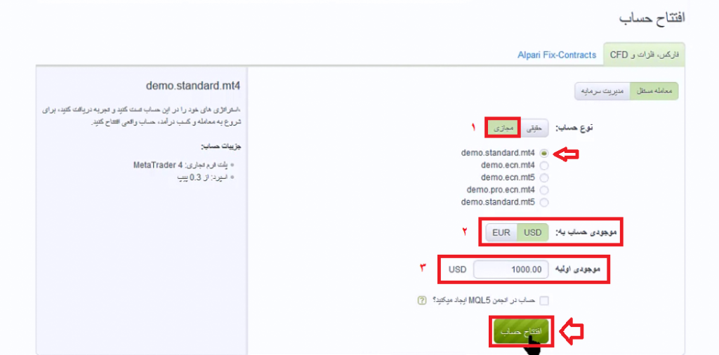 افتتاح حساب مجازی در بروکر آلپاری